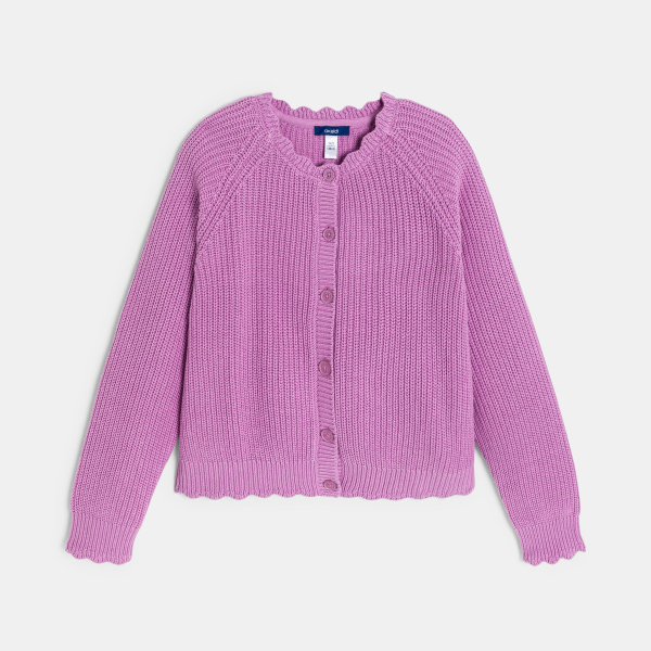 سترة مضلعة سادة، أرجوانية اللون للفتيات